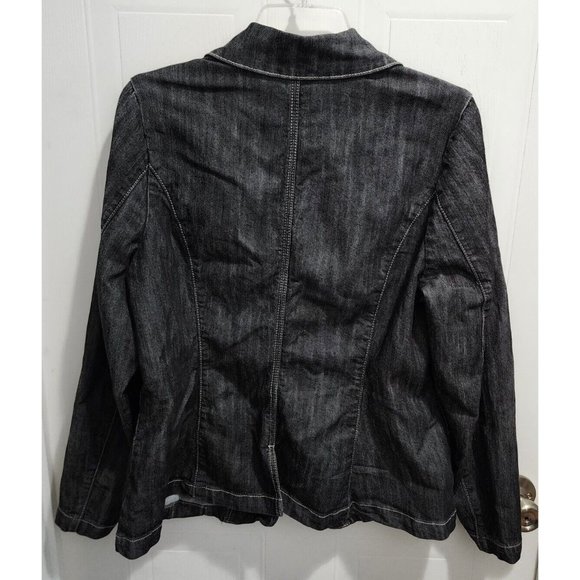 Lane Bryant Women's Long Sleeve One Button Blazer Jacket Stretch Black Denim 16 - Picture 9 of 9